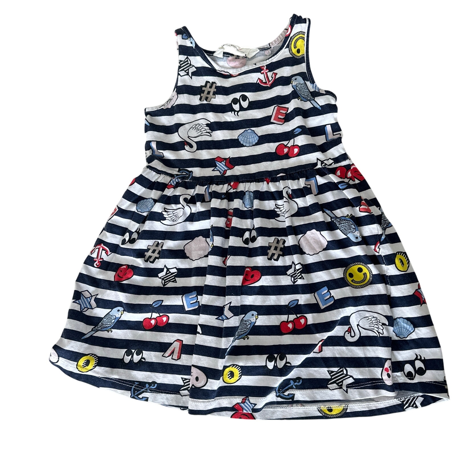 H&M Black And White Striped Dress - Size 2-4 Years